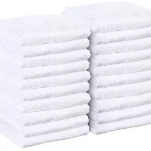 Bath Towel. Olympic. 86% Cotton, 14% Polyester Blend. White. 22" x 44". 6.25 lbs. $29.79/Dozen. 10 Dozen/Case.